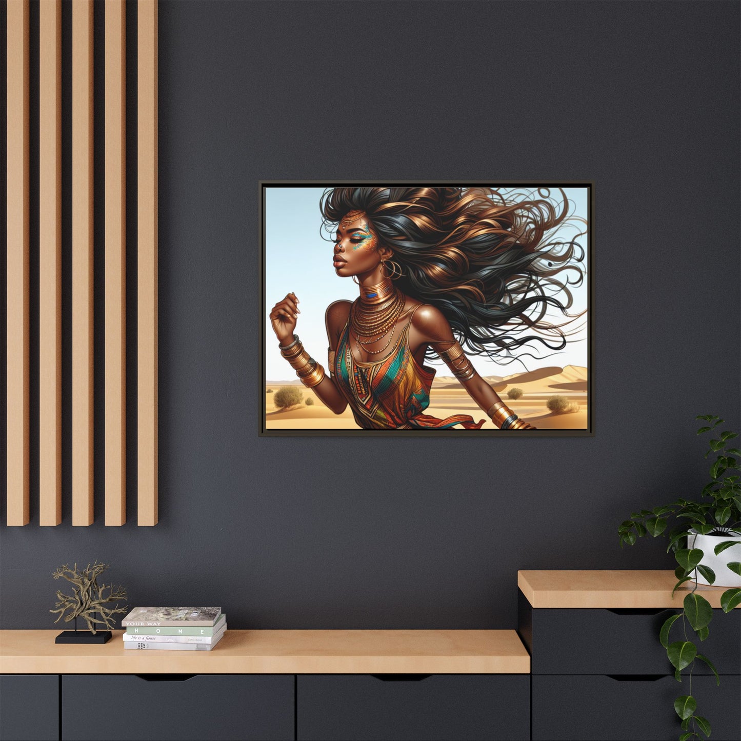 Framed Matte Canvas Art Print - Bohemian Elegance for Home Decor, African Woman Portrait, Gift for Art Lovers, Wall Decoration, [...]