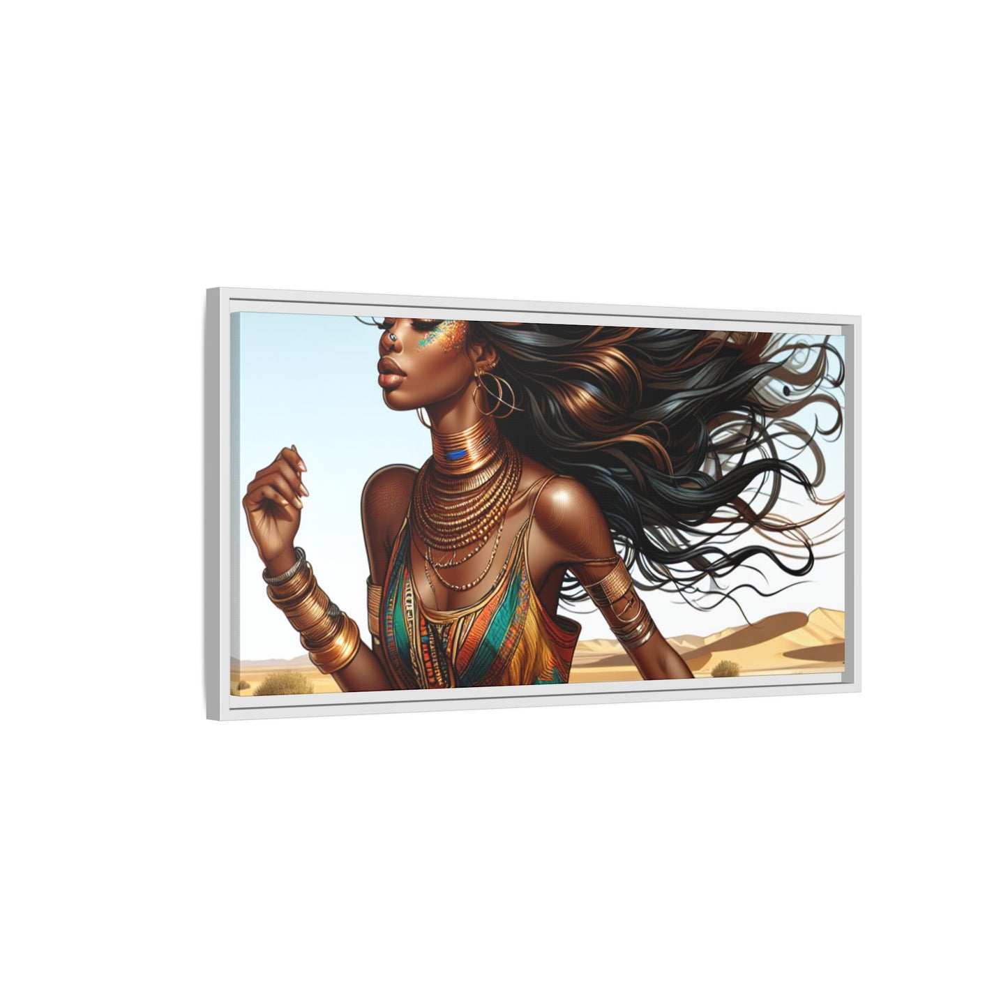 Framed Matte Canvas Art Print - Bohemian Elegance for Home Decor, African Woman Portrait, Gift for Art Lovers, Wall Decoration, [...]