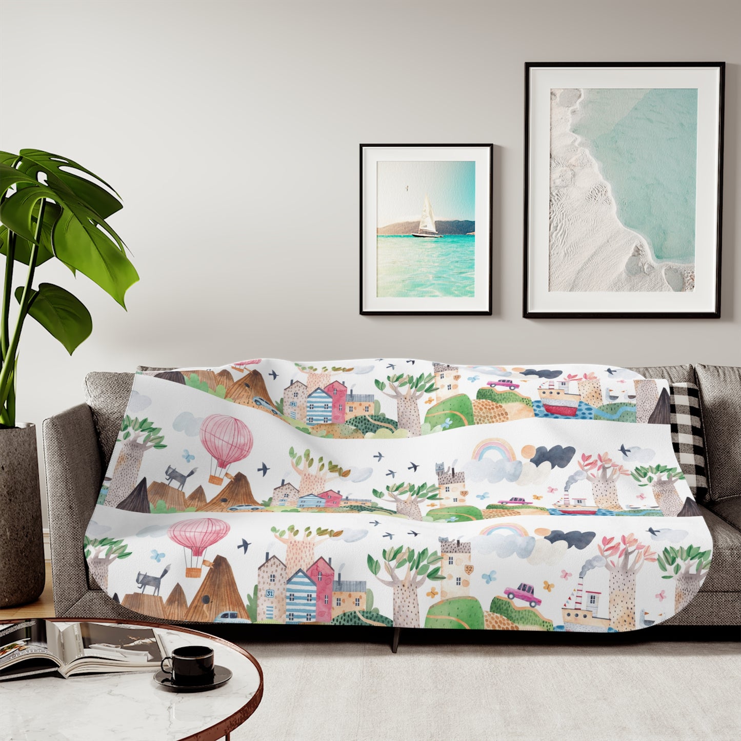 Cozy Sherpa Blanket for Comfort and Decor, Soft Throw Blanket, Travel Blanket, Gift for Home, Two-Tone Warmth
