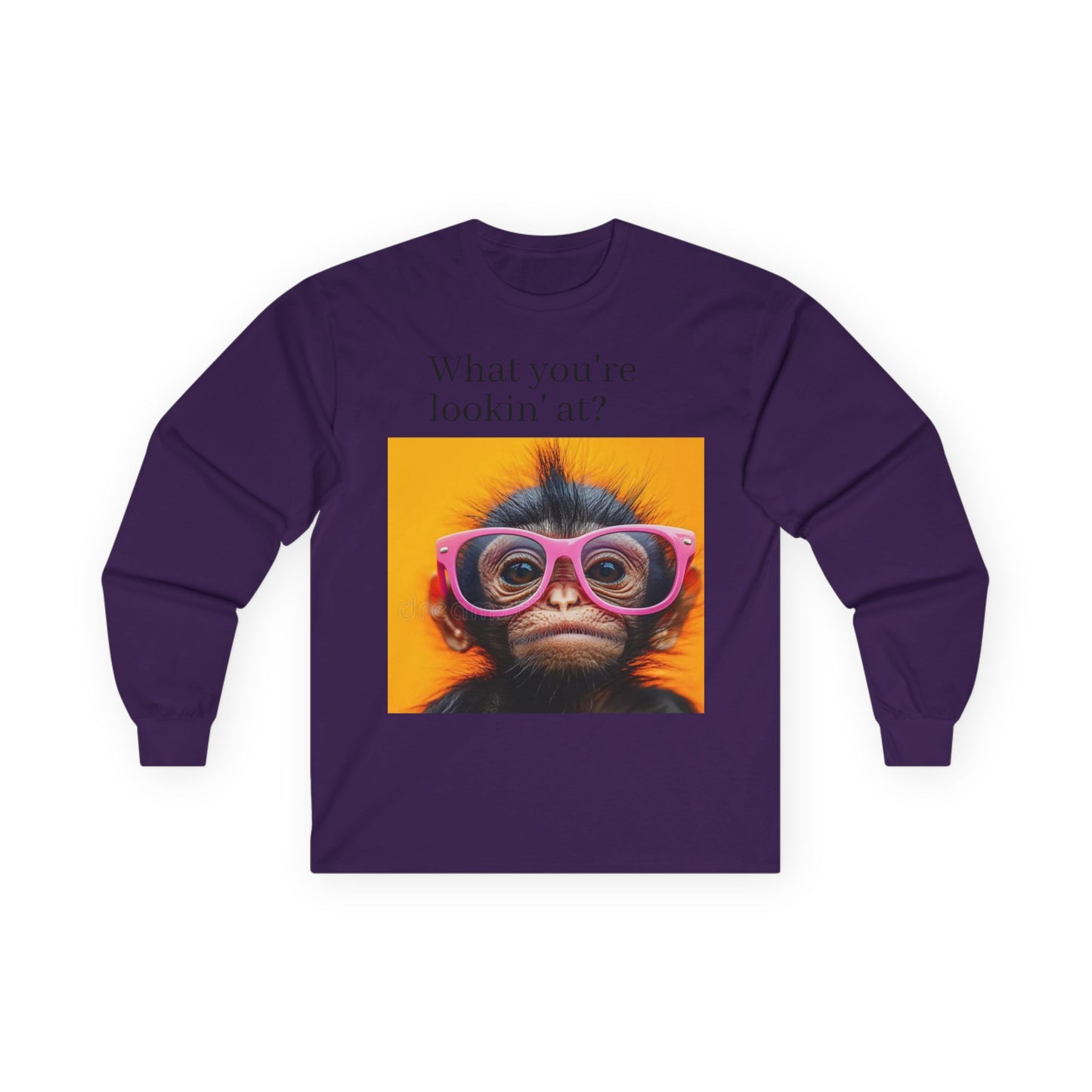 Cute Monkey Graphic Long Sleeve Tee, Funny Gift for Animal Lovers, Casual Wear, Gift for Birthdays, Special Occasions